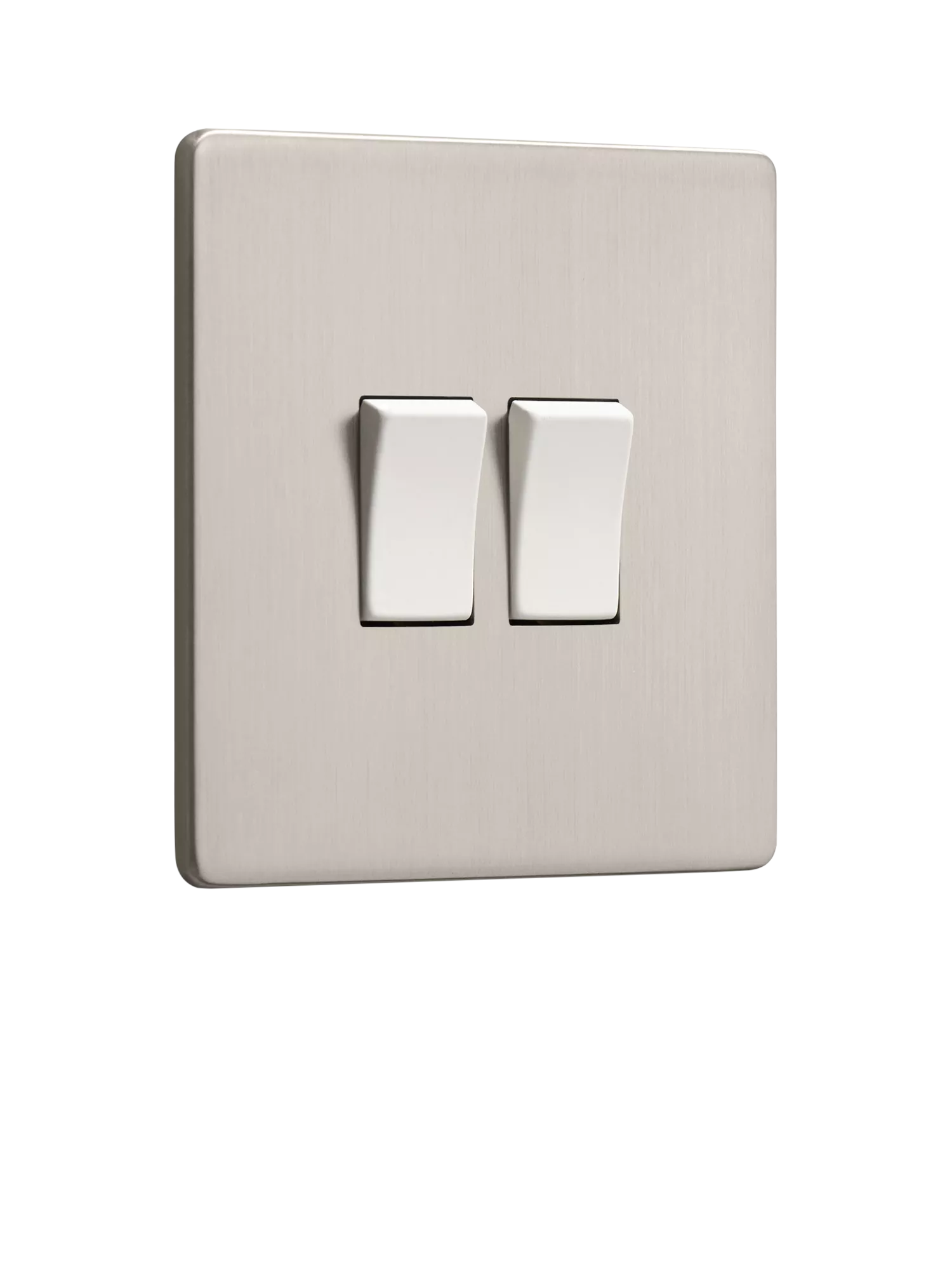 Dowsing & Reynolds double rocker switch soft silver, imported from the UK