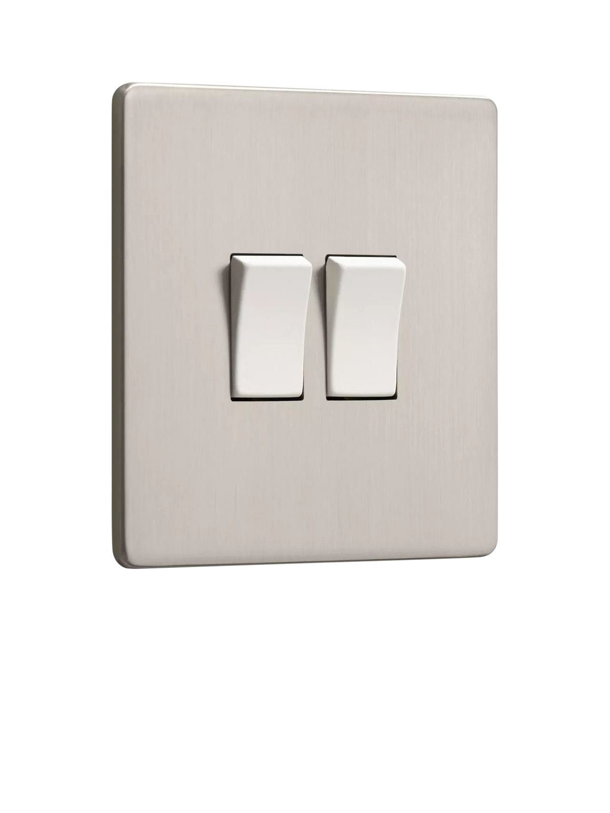 Dowsing & Reynolds double rocker switch soft silver, imported from the UK