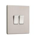 Dowsing & Reynolds double rocker switch soft silver, imported from the UK