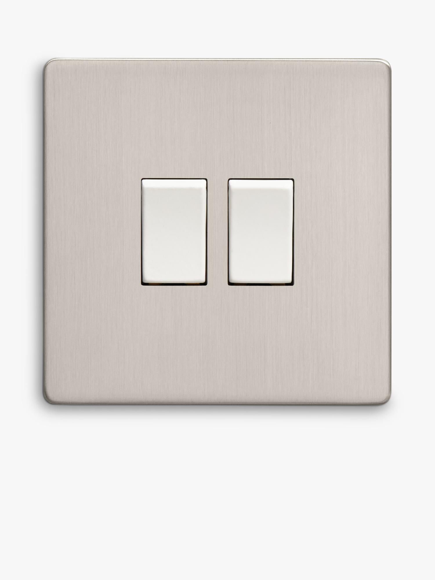 Dowsing & Reynolds double rocker switch soft silver, imported from the UK