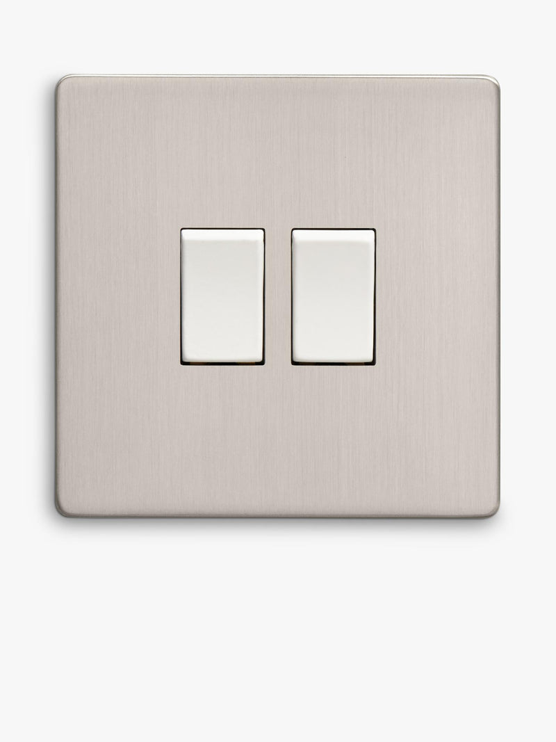 Dowsing & Reynolds double rocker switch soft silver, imported from the UK
