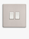 Dowsing & Reynolds double rocker switch soft silver, imported from the UK