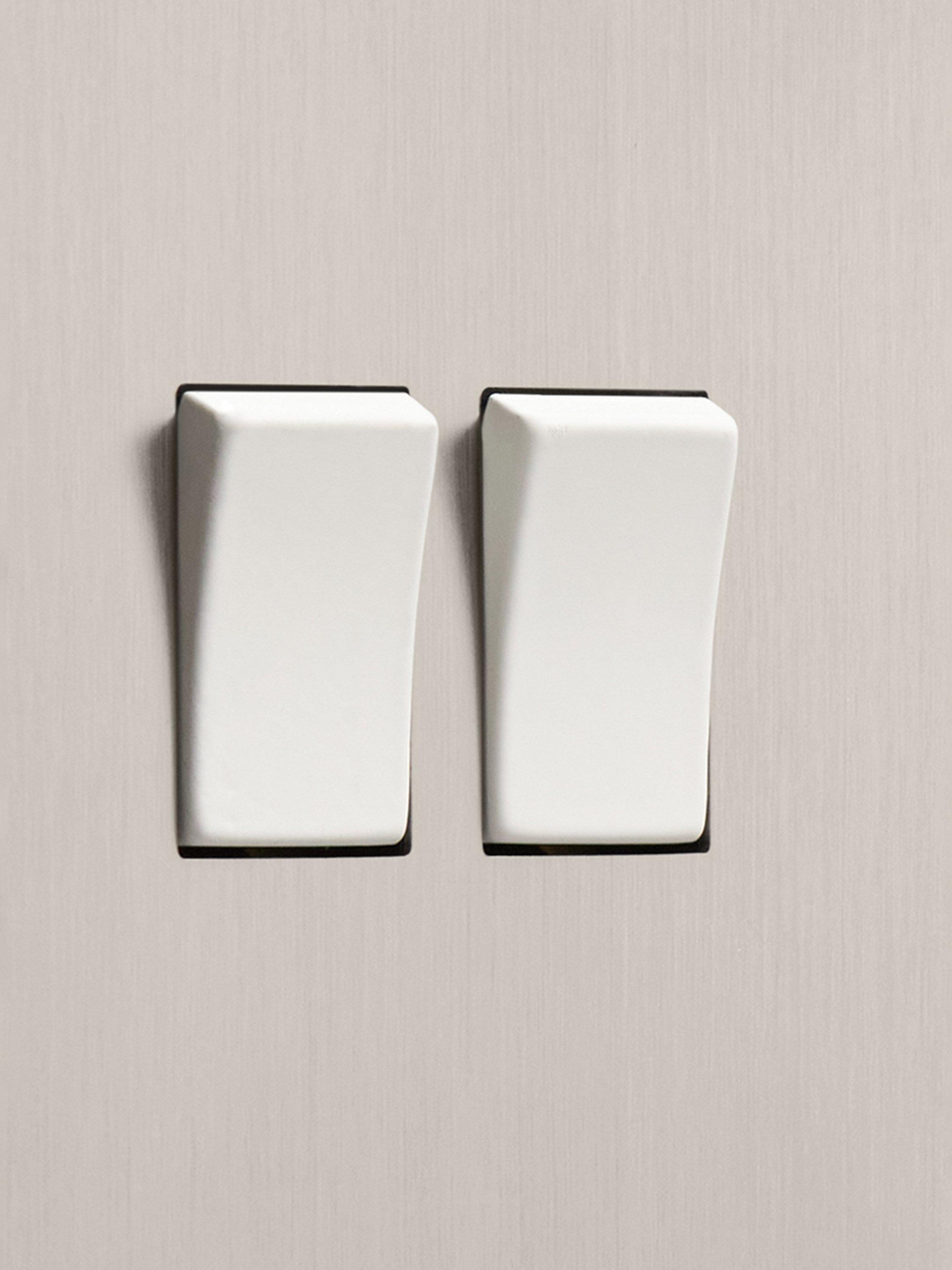 Dowsing & Reynolds double rocker switch soft silver, imported from the UK