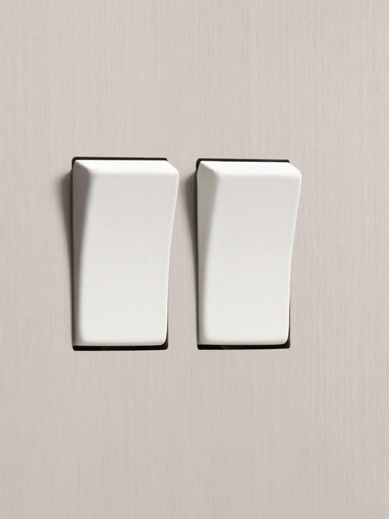 Dowsing & Reynolds double rocker switch soft silver, imported from the UK