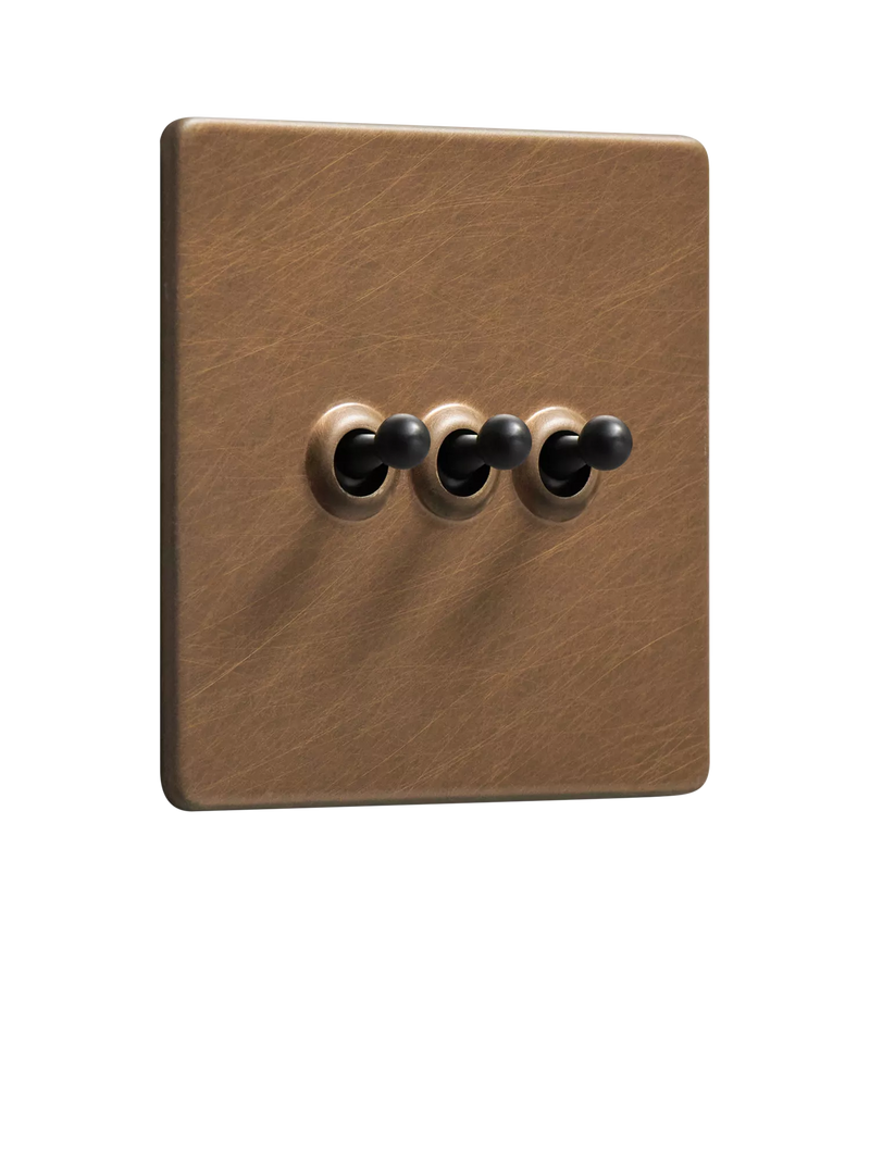 Dowsing & Reynolds Antique Brass Triple Toggle Switch
