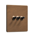 Dowsing & Reynolds Antique Brass Triple Toggle Switch