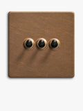 Dowsing & Reynolds antique brass triple toggle switch (British brand)