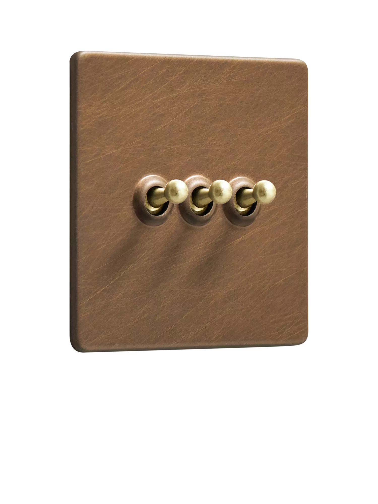 Dowsing & Reynolds antique brass triple toggle switch (British brand)