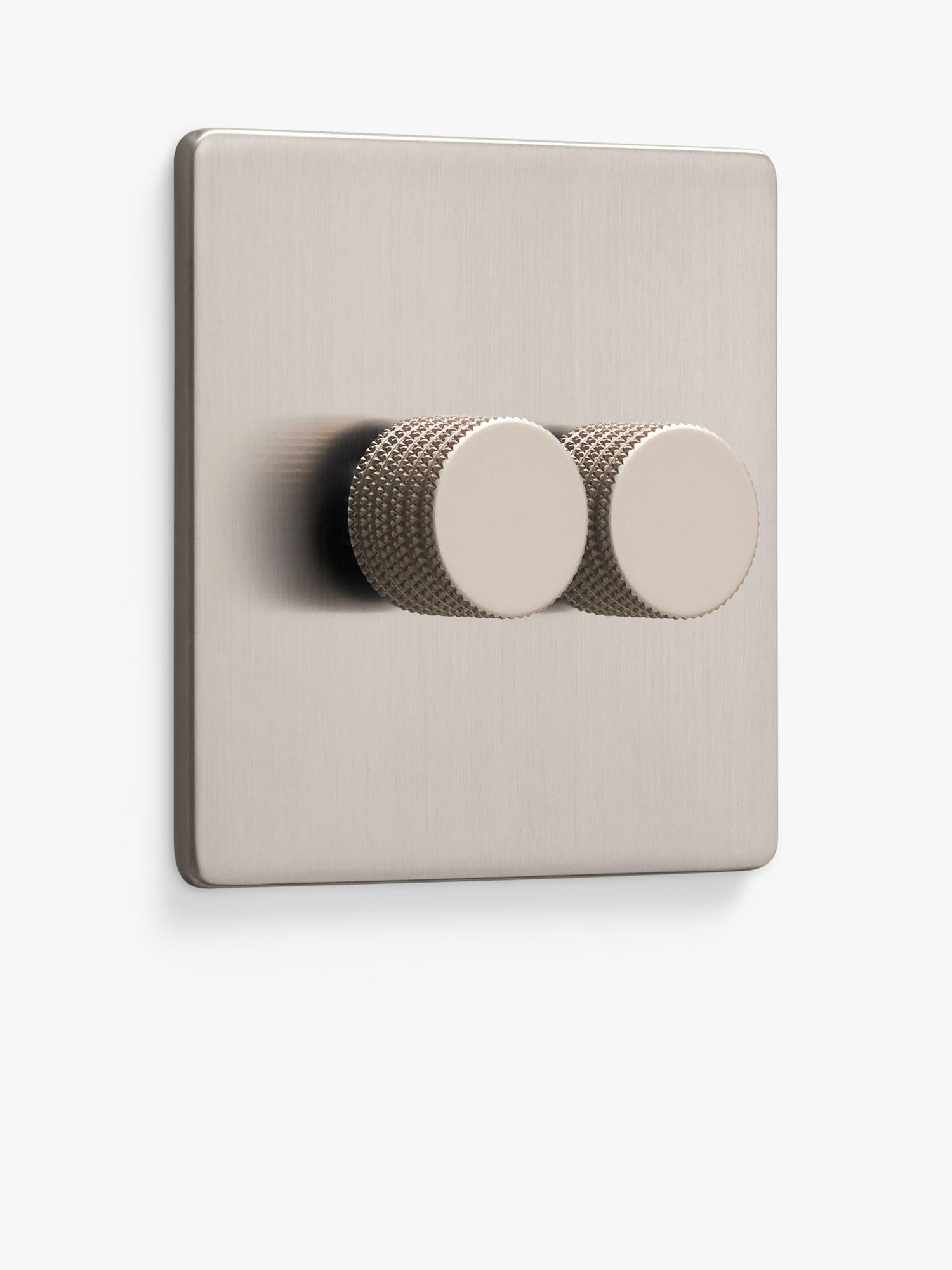 Dowsing & Reynolds soft silver double dimmer switch, UK version