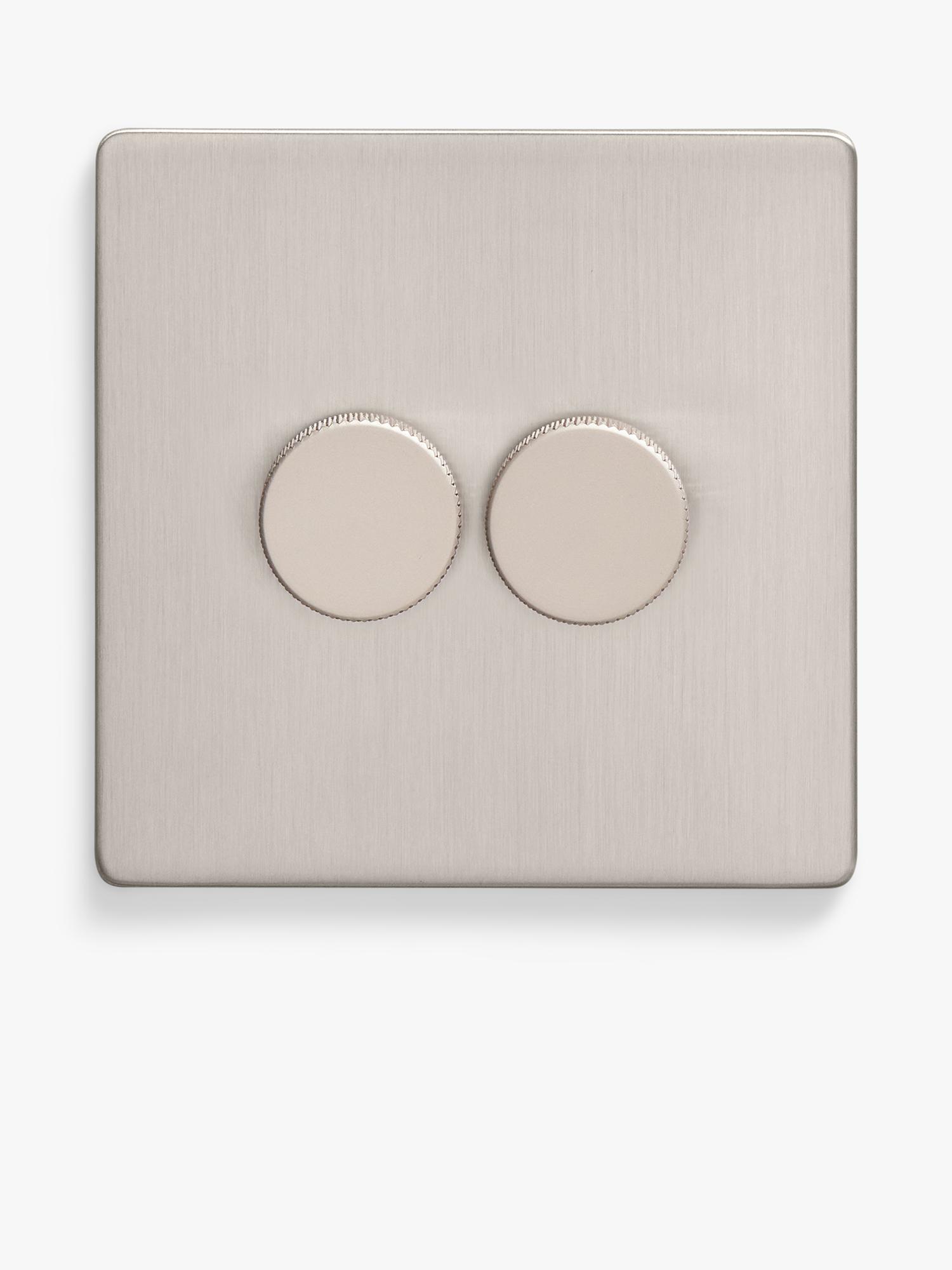 Dowsing & Reynolds soft silver double dimmer switch, UK version