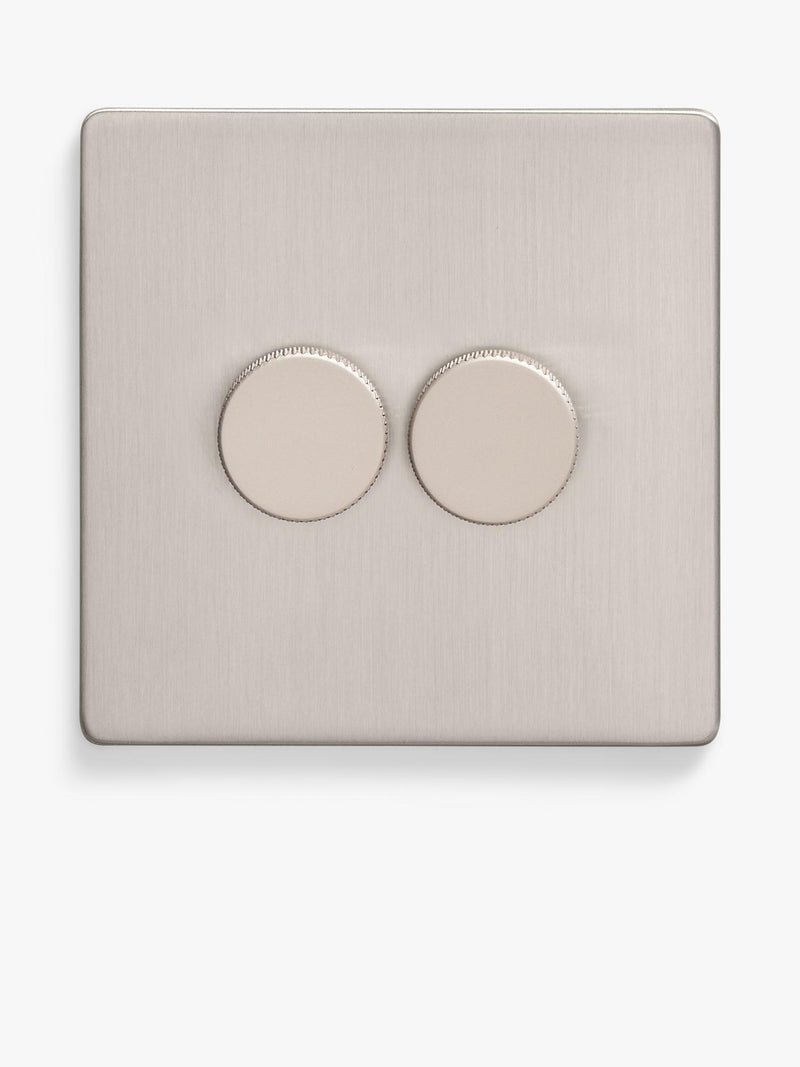 Dowsing & Reynolds soft silver double dimmer switch, UK version