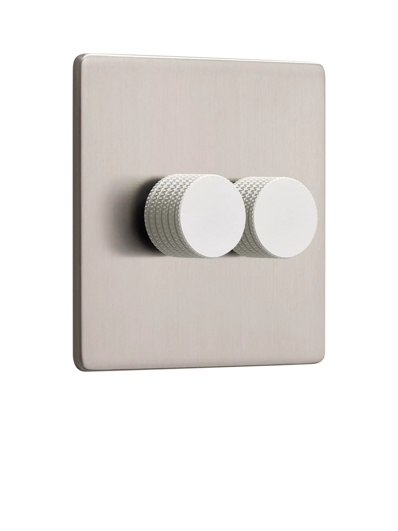 Dowsing & Reynolds soft silver double dimmer switch, UK version