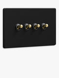 Dowsing & Reynolds matt black quadruple toggle switch - British product