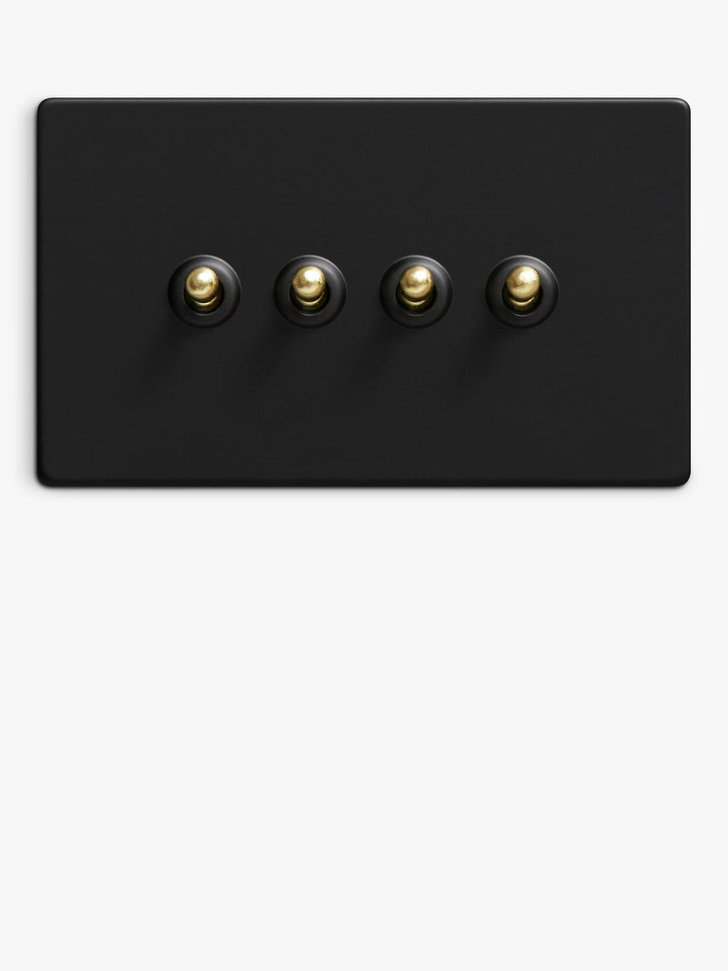 Dowsing & Reynolds matt black quadruple toggle switch - British product