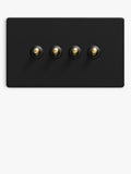 Dowsing & Reynolds matt black quadruple toggle switch - British product