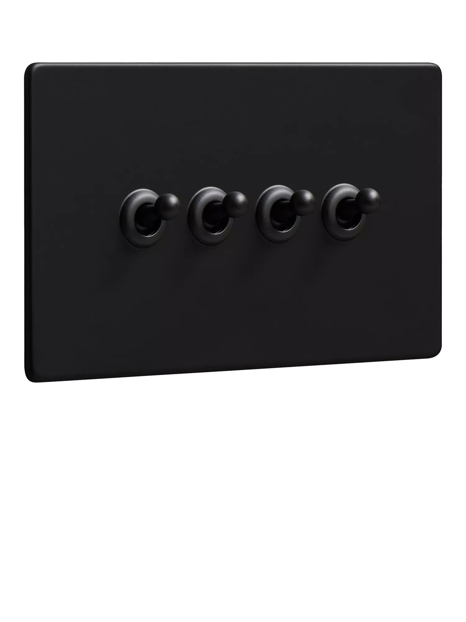 Dowsing & Reynolds matt black quadruple toggle switch - British product