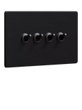 Dowsing & Reynolds matt black quadruple toggle switch - British product