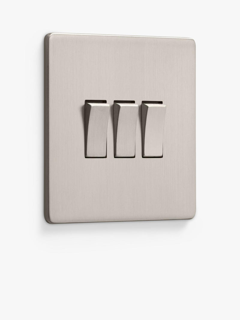 Dowsing & Reynolds triple rocker switch soft silver, imported from the UK