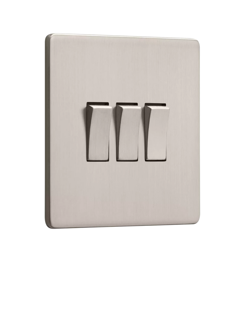Dowsing & Reynolds Soft Silver Triple Rocker Switch