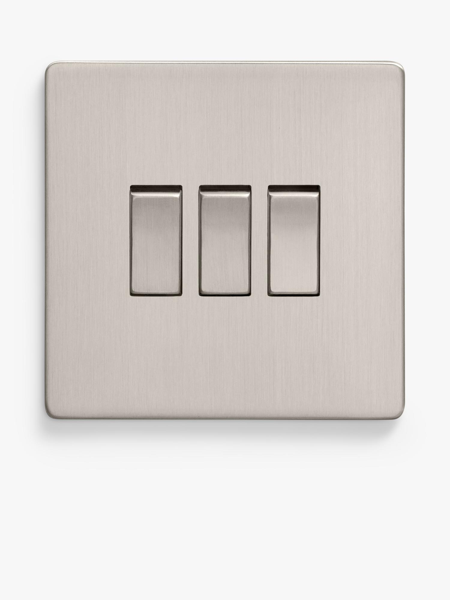 Dowsing & Reynolds triple rocker switch soft silver, imported from the UK