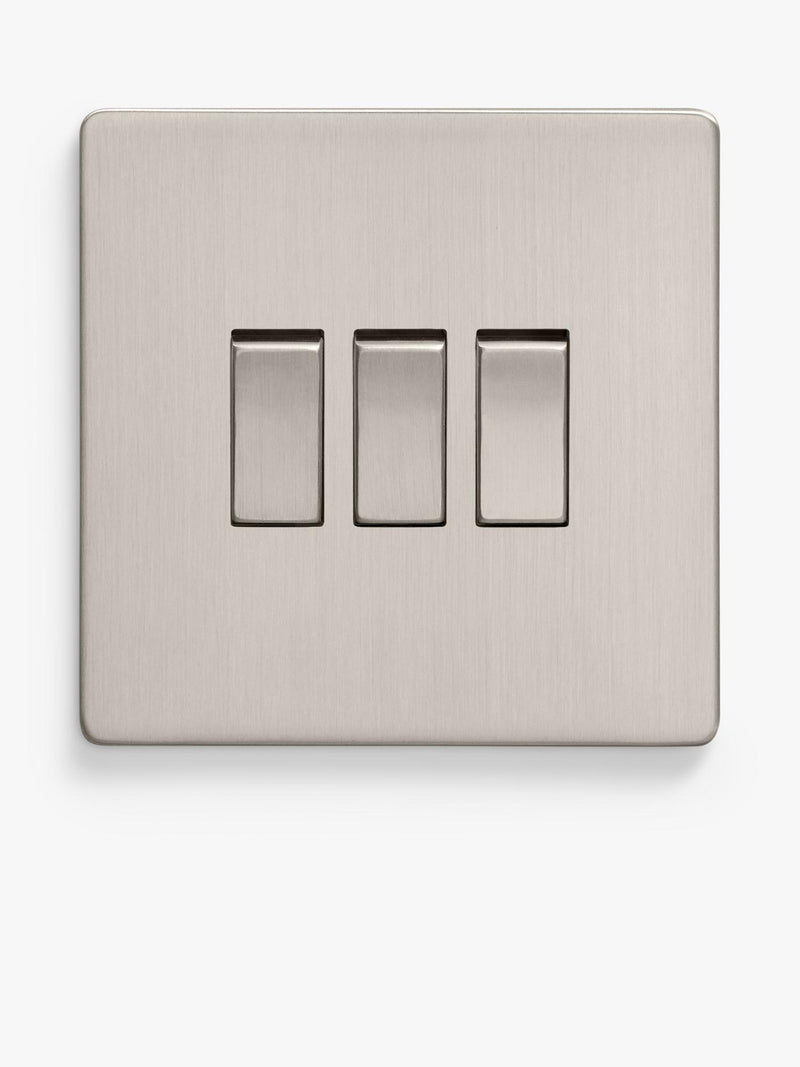Dowsing & Reynolds triple rocker switch soft silver, imported from the UK