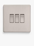 Dowsing & Reynolds triple rocker switch soft silver, imported from the UK