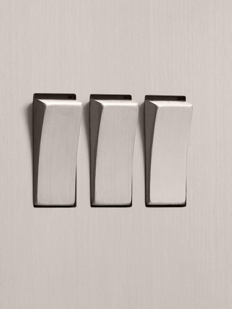 Dowsing & Reynolds triple rocker switch soft silver, imported from the UK