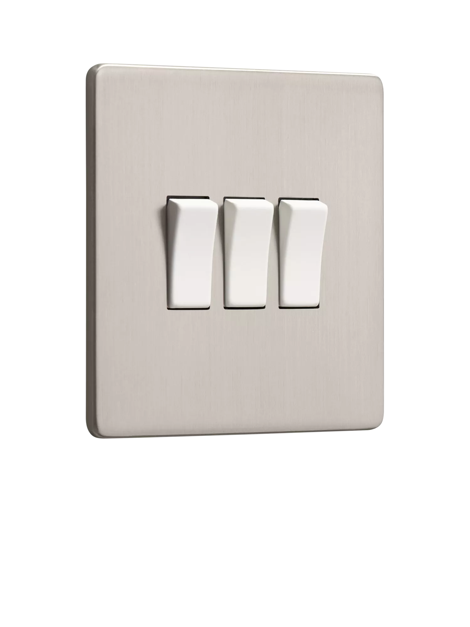 Dowsing & Reynolds triple rocker switch soft silver, imported from the UK