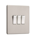 Dowsing & Reynolds triple rocker switch soft silver, imported from the UK