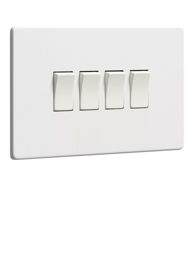 Dowsing & Reynolds Soft White Quadruple Rocker Switch