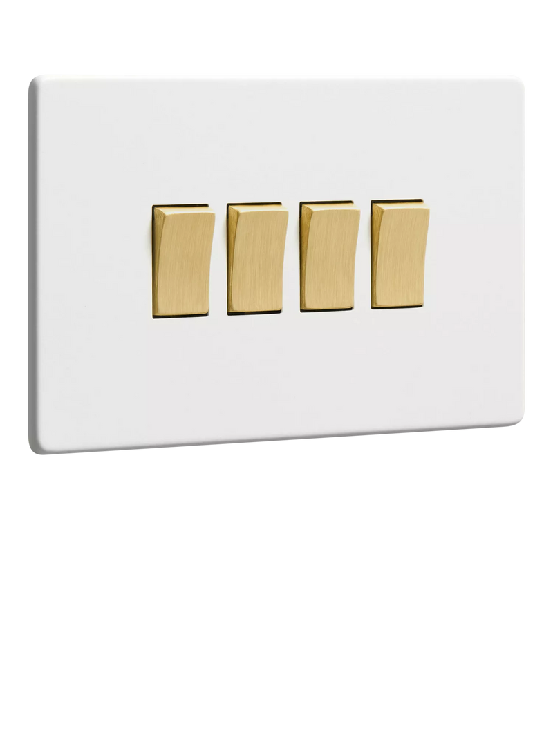 Dowsing & Reynolds soft white quadruple rocker switch, imported from the UK