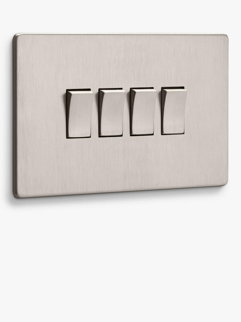 Dowsing & Reynolds soft silver quadruple rocker switch (British brand)