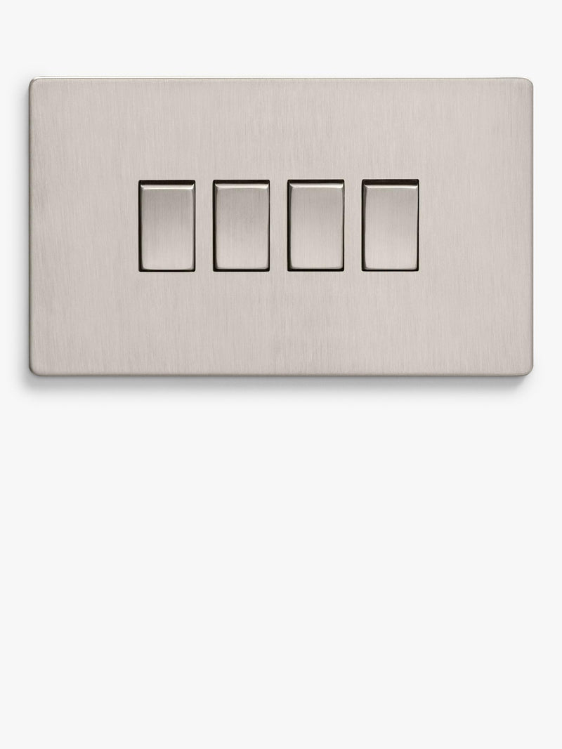 Dowsing & Reynolds soft silver quadruple rocker switch (British brand)