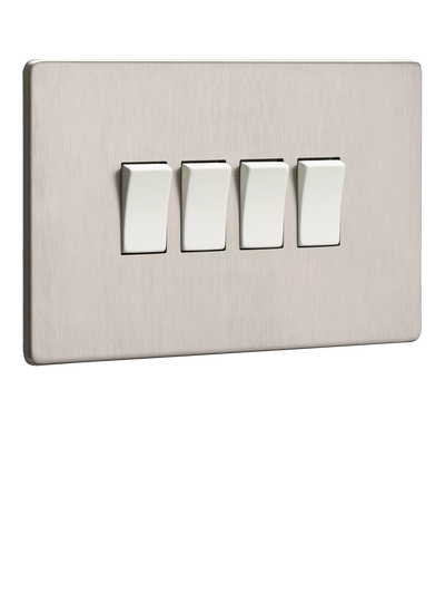 John Lewis Dowsing & Reynolds Soft Silver Quadruple Rocker Switch- Buy online at McGrocer