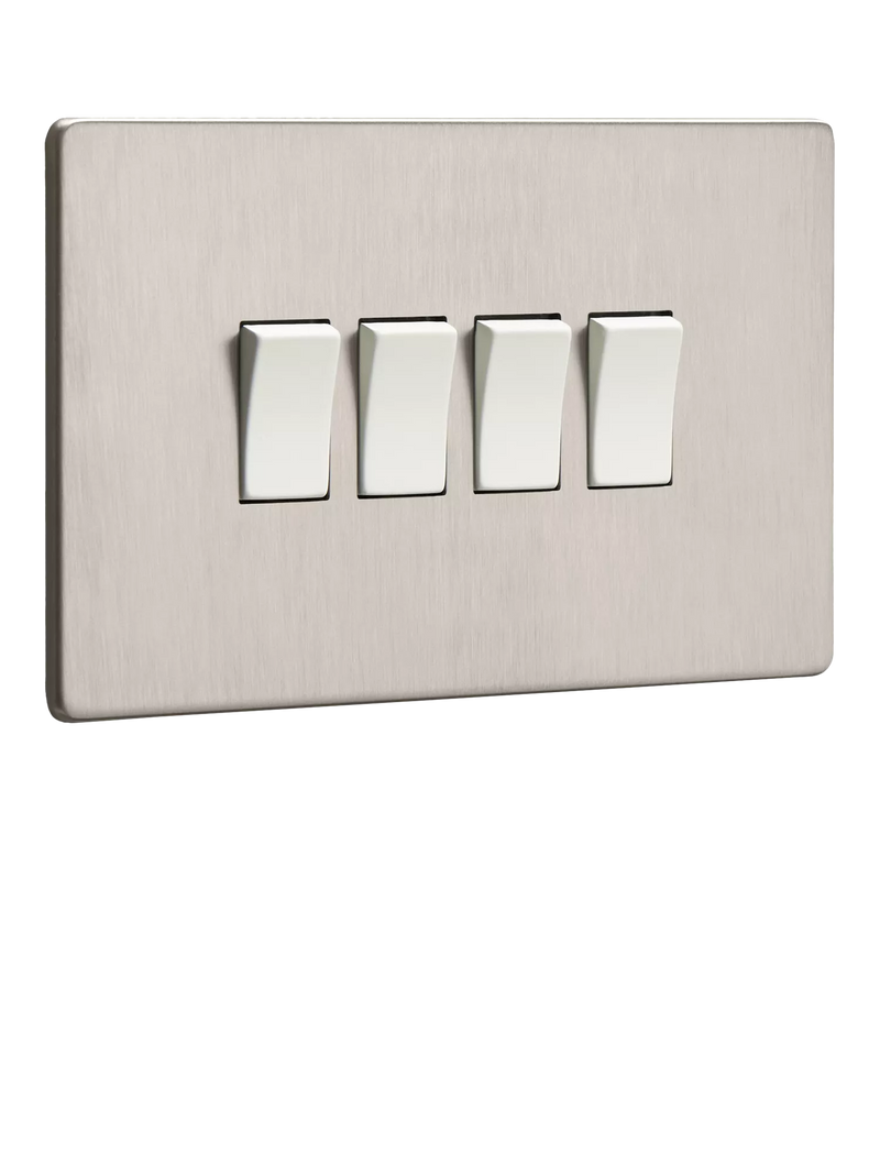 Dowsing & Reynolds soft silver quadruple rocker switch (British brand)