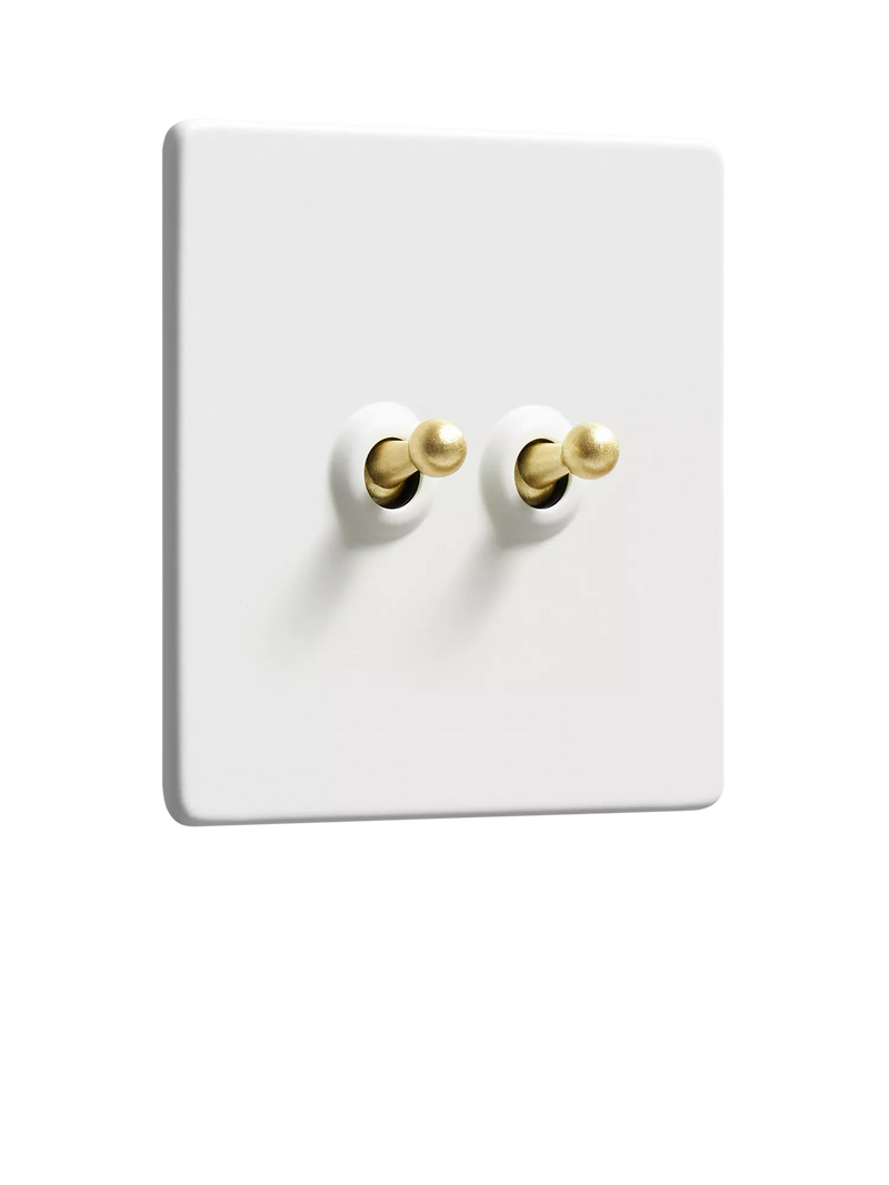 Dowsing & Reynolds double toggle switch soft white, imported from the UK