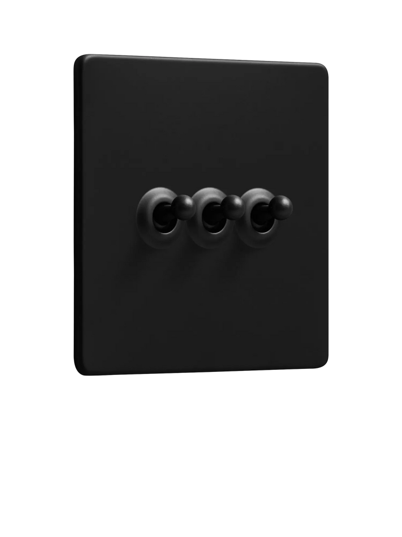 Dowsing & Reynolds matt black triple toggle switch (British brand)