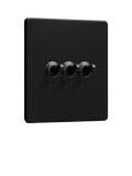 Dowsing & Reynolds matt black triple toggle switch (British brand)