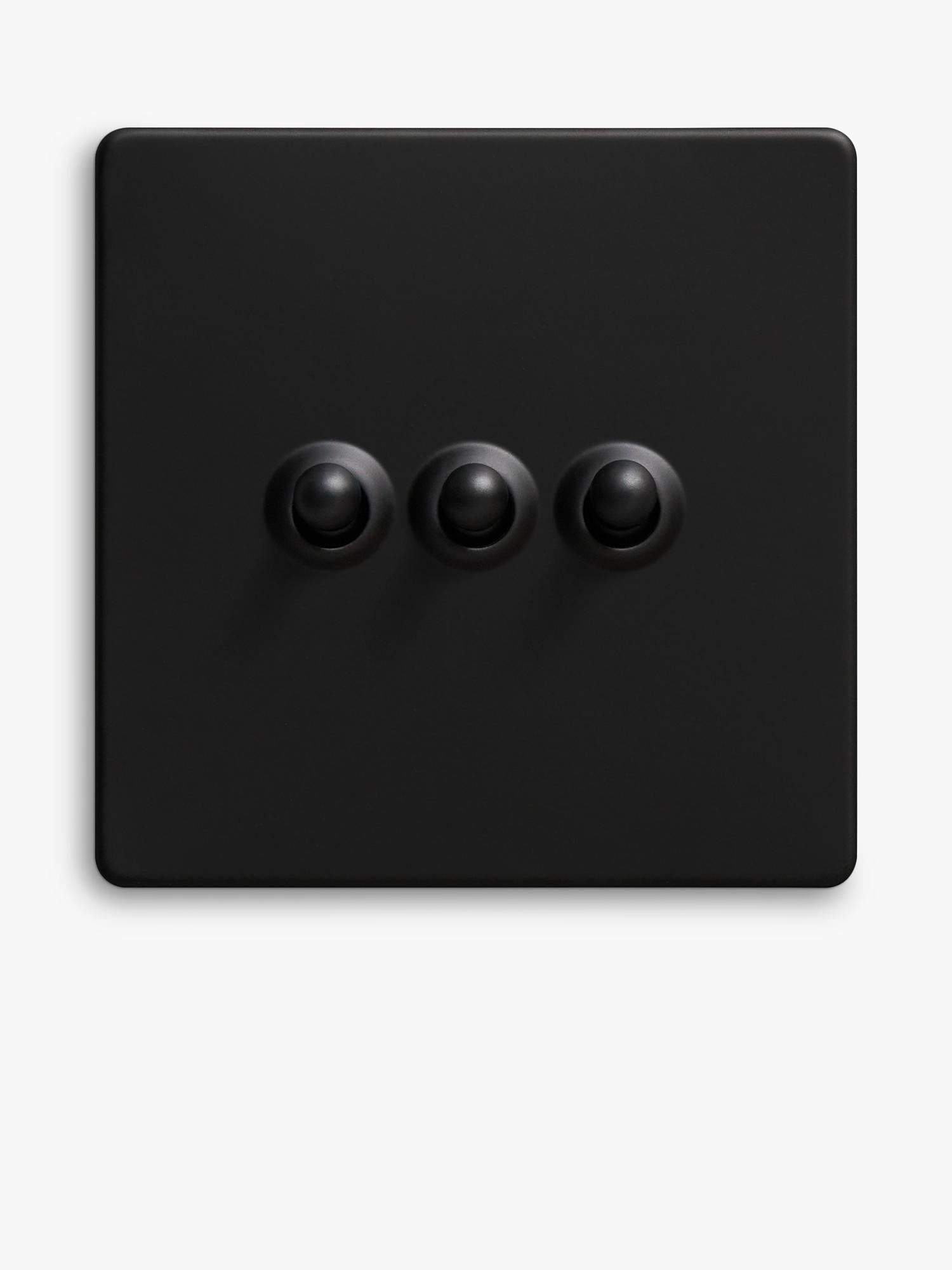 Dowsing & Reynolds matt black triple toggle switch (British brand)