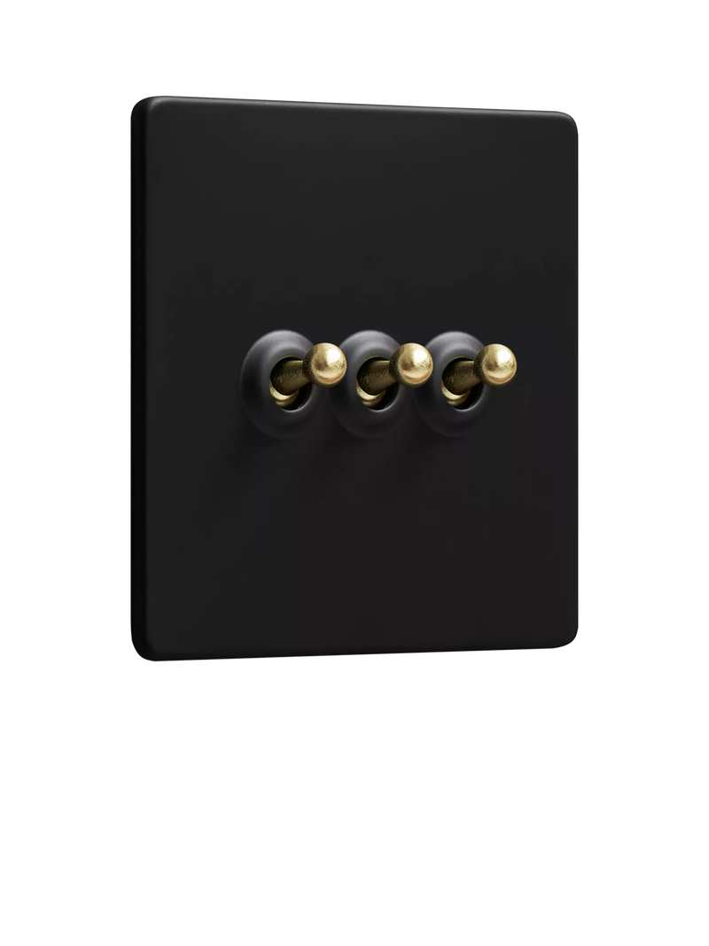 Dowsing & Reynolds Matt Black Triple Toggle Switch