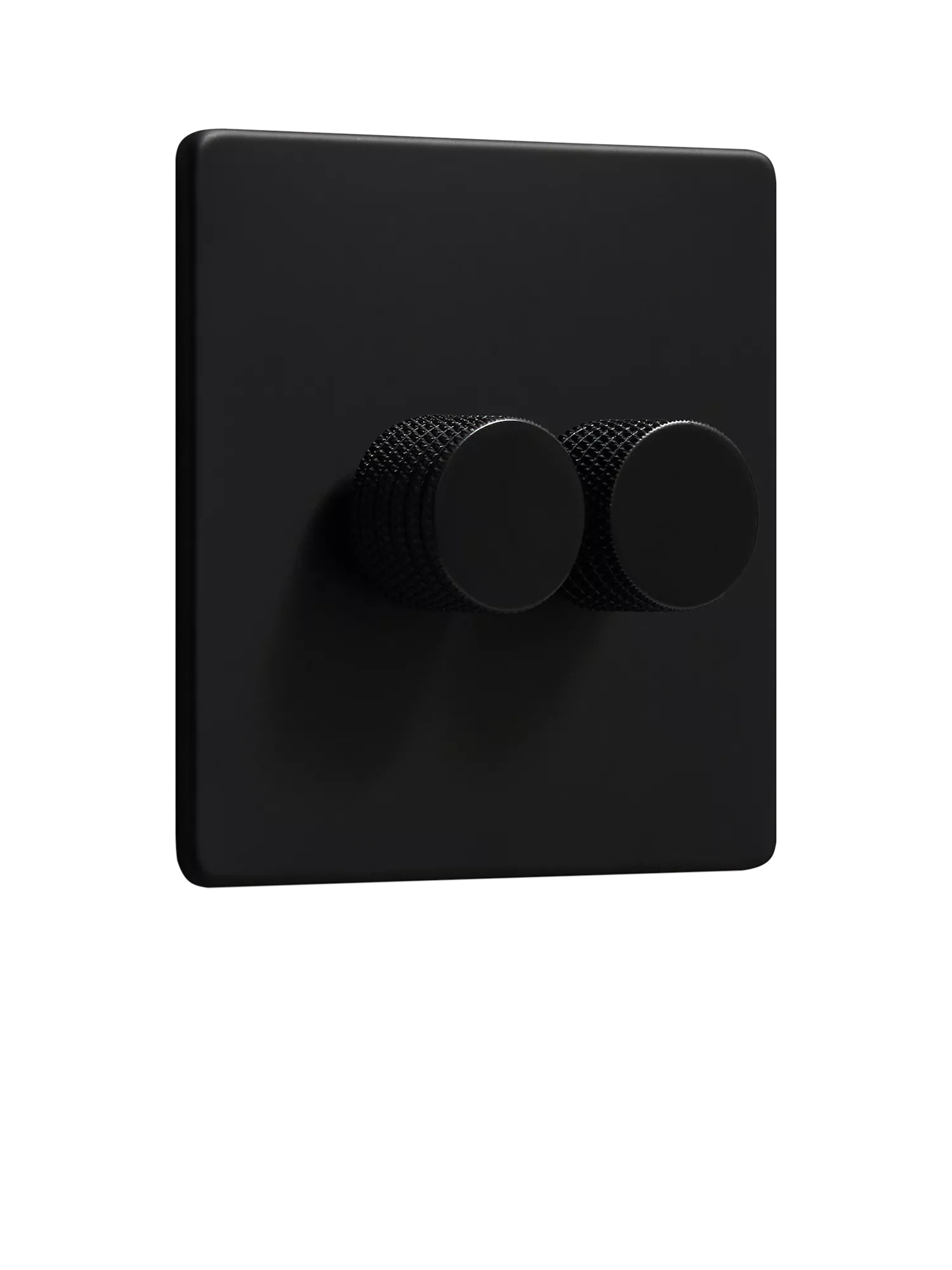 Dowsing & Reynolds matt black double dimmer switch, imported from the UK