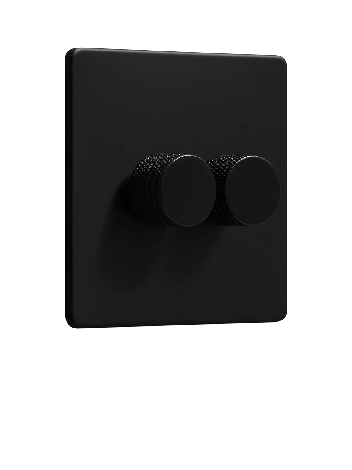 Dowsing & Reynolds matt black double dimmer switch, imported from the UK
