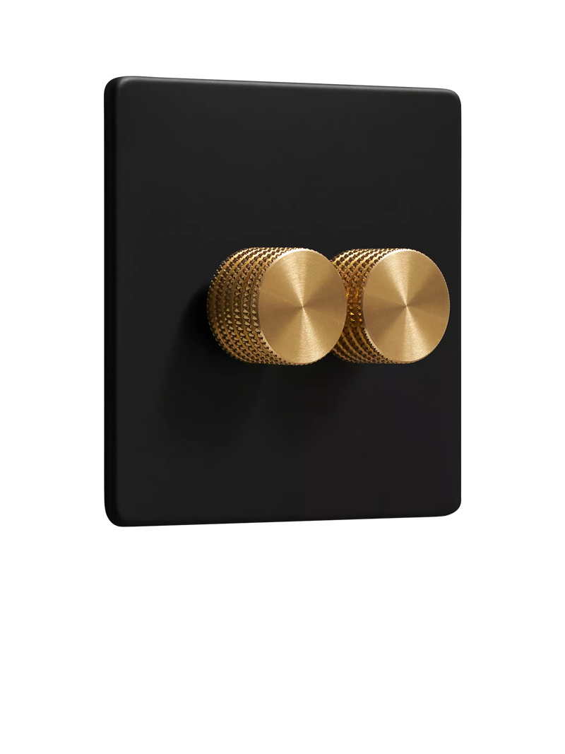 Dowsing & Reynolds Matt Black Double Dimmer Light Switch