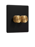 Dowsing & Reynolds Matt Black Double Dimmer Light Switch