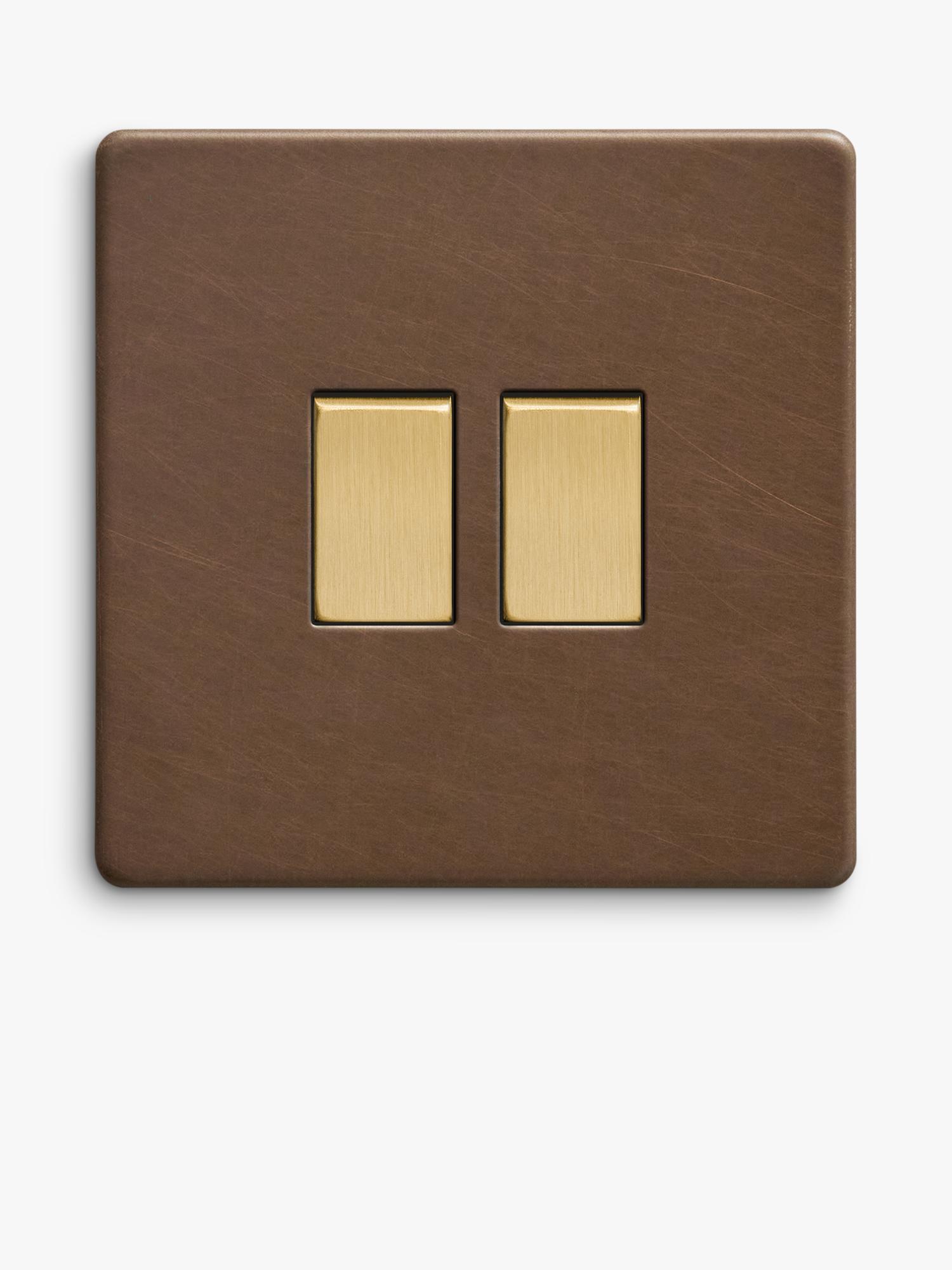 Dowsing & Reynolds antique brass double rocker switch - British product