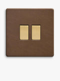 Dowsing & Reynolds antique brass double rocker switch - British product
