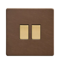 Dowsing & Reynolds antique brass double rocker switch - British product