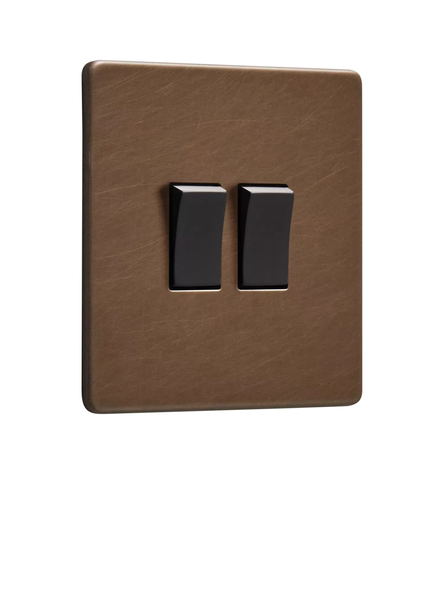 Dowsing & Reynolds Antique Brass Double Rocker Switch, Black Switches