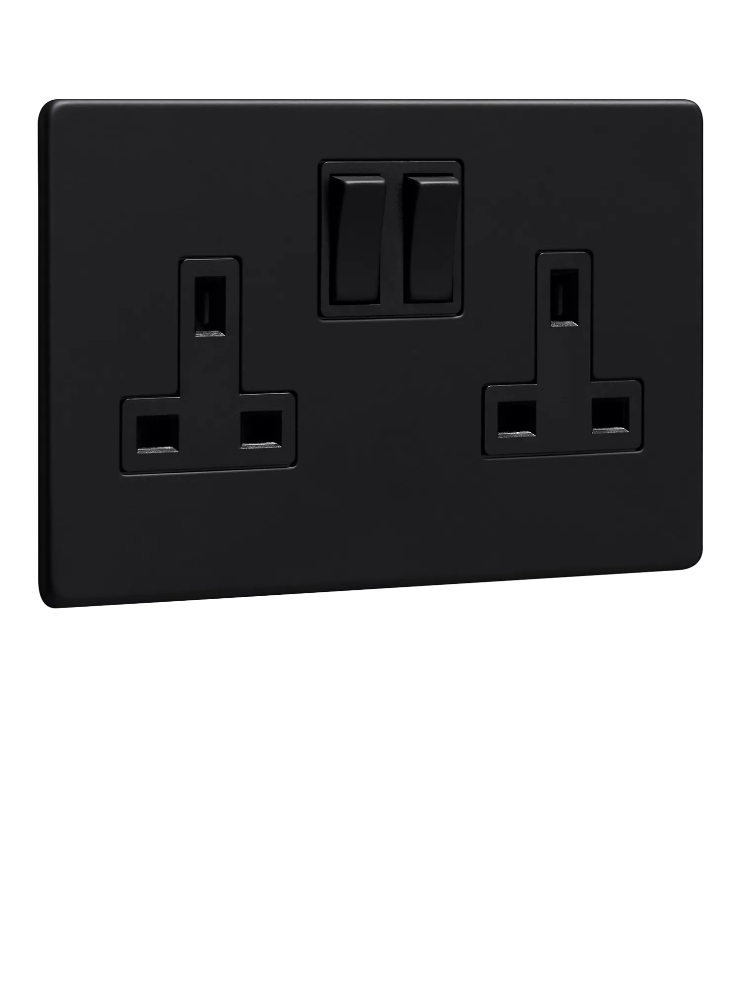 Dowsing & Reynolds double plug socket matt black, imported from the UK
