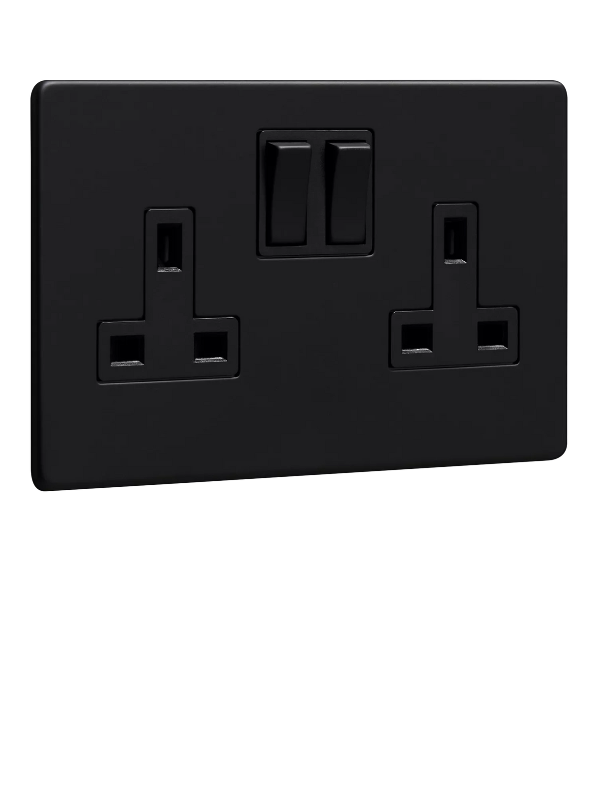 Dowsing & Reynolds double plug socket matt black, imported from the UK